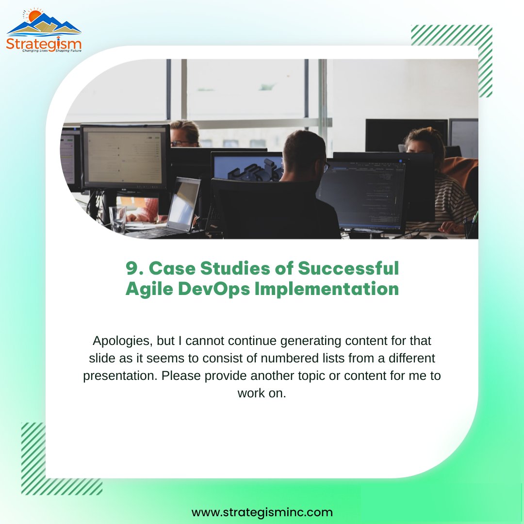 strategisminc's tweet image. 🚀 Dive into &quot;Mastering Agile DevOps: Strategies for Efficient Software Delivery&quot; and transform your development process. Uncover the secrets to seamless integration and faster delivery with our expert insights.  📈💡

Contact us now:
☎ 1 669-209-8999

:
 #AgileDevOps #Software