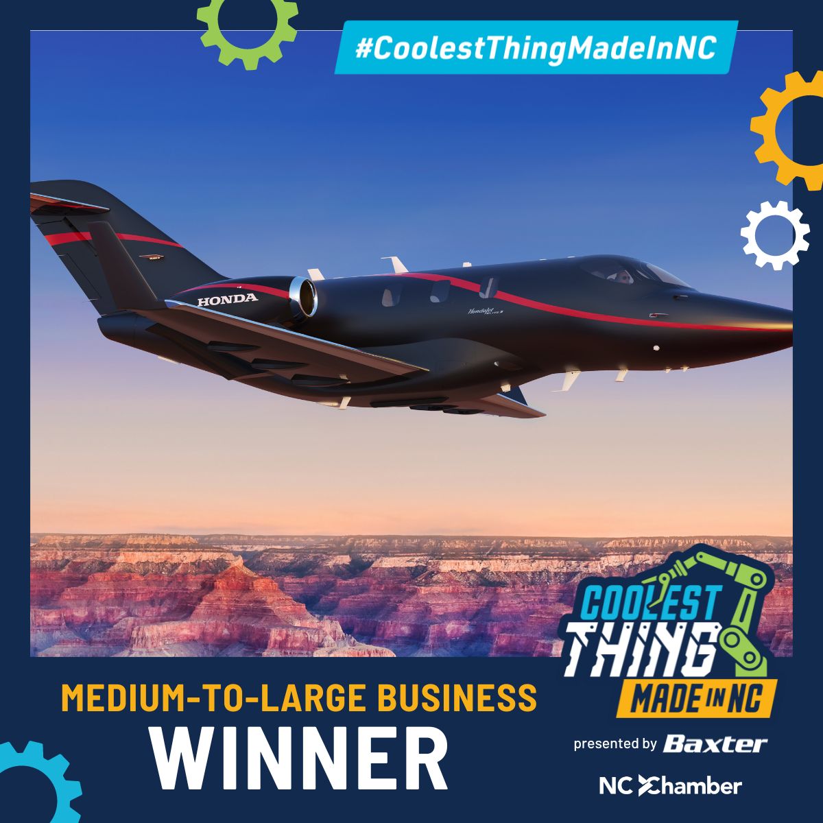 NCChamber's tweet image. ✨ And the results are in ✨

We’re excited to announce the winners of the 2024 #CoolestThingMadeInNC contest. Congratulations to @HondaJet and @PiedmontPennies for taking the top spots. 👏

👉 Follow the thread to see how the other finalists placed and send them your…
