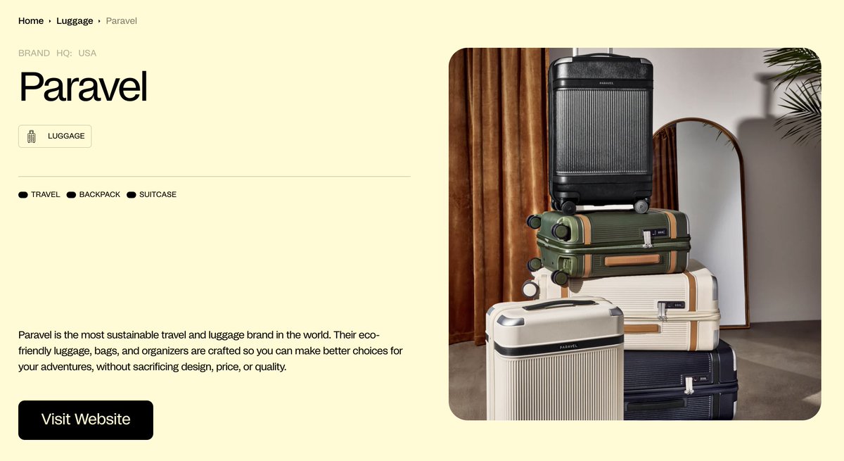 Paravel (@Paravel) - the most sustainable travel and luggage brand in the world.

Key Tools Used By Paravel:

🤝 <a href="/HireTheStarters/">The Starters</a> - ecommerce hiring
🕵️‍♂️ @Foreplay_Co - ad creative workflow
⭐ <a href="/Yotpo/">Yotpo</a> - product review collection
💸 <a href="/BlackCrowAI/">Black Crow AI</a> - user identification
📊 <a href="/Intelligems/">Intelligems</a>