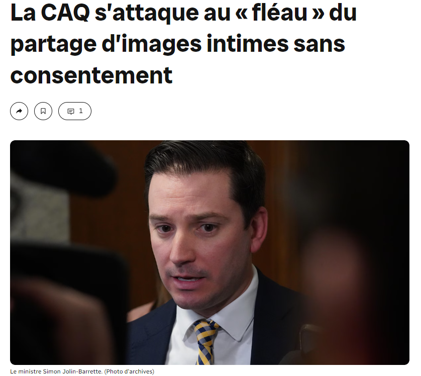 Le partage d’images intimes sans consentement et la sextorsion sont des enjeux bien réels. Se donner des moyens pour agir et protéger davantage les femmes et les jeunes, est une bonne nouvelle. 
👉 Le PL73 participe aussi à une prise de conscience collective et une