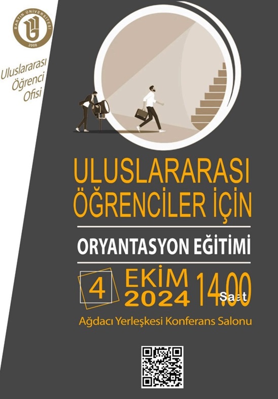 Üniversitemiz programlarına 2024-2025 Akademik yılı ve öncesinde kayıt yaptırmış uluslararası öğrencilerimize öğrenci kayıtları, ikamet işlemleri, lise diploma denklik işlemleri ve Türkçe Dil Hazırlık (TÖMER) kayıtlarına yönelik uyum eğitimi yapılacaktır.