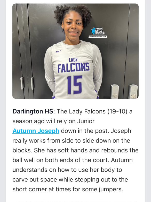 Autumn Joseph (@autumnciaraa15) on Twitter photo Thank you <a href="/PGH_SCarolina/">Prep Girls Hoops South Carolina</a> More work to be done! Excited for growth and the upcoming season. <a href="/DJT11030/">Dominque Thompson, CAA, MS</a>
<a href="/JeromeFleetwood/">jerome dickerson</a> <a href="/palmetto76erawe/">Palmetto 76ers/Aja Wilson Elite</a>
<a href="/CoachB444/">Shaniqua Bennett</a> <a href="/GBBfalcons24/">Lady Falcons of Darlington HS</a> Thank you <a href="/PGH_SCarolina/">Prep Girls Hoops South Carolina</a> More work to be done! Excited for growth and the upcoming season. <a href="/DJT11030/">Dominque Thompson, CAA, MS</a>
<a href="/JeromeFleetwood/">jerome dickerson</a> <a href="/palmetto76erawe/">Palmetto 76ers/Aja Wilson Elite</a>
<a href="/CoachB444/">Shaniqua Bennett</a> <a href="/GBBfalcons24/">Lady Falcons of Darlington HS</a>