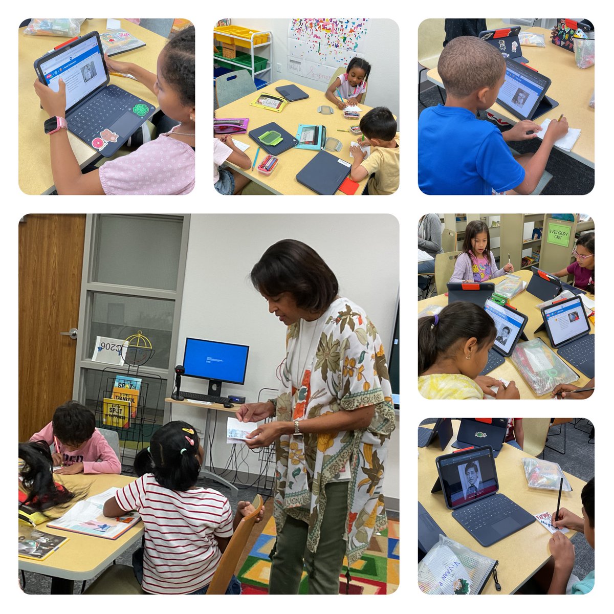 We made books! #vrestars created their own books and used primary sources and databases to research and celebrate famous Hispanics. #HispanicHeritageMonth Thanks <a href="/CArterbery/">Cynthia Arterbery</a> for stopping by to appreciate &amp; encourage learners. <a href="/CISDlib/">Coppell ISD Libraries</a> <a href="/VRE_STARS/">Valley Ranch Elementary Coppell ISD</a>