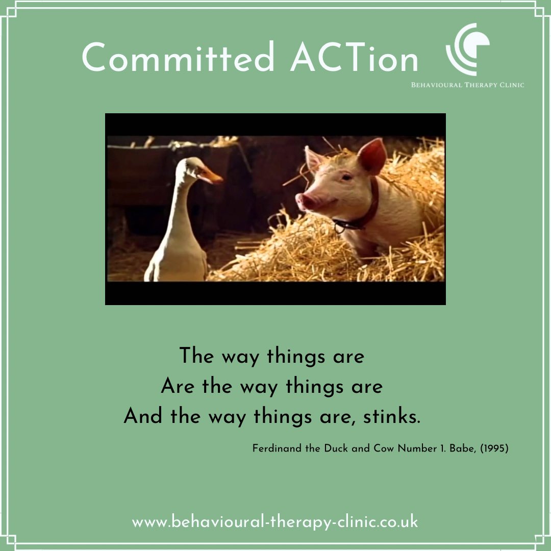 As a wise Duck once said, “the way things are, stinks. I’m not gonna ……”
Once we accept life can be a little stinky we’re already more than halfway to taking committed ACTion. 
What committed ACTion are you going to take today to make life a little less stinky tomorrow? 🦆 😁