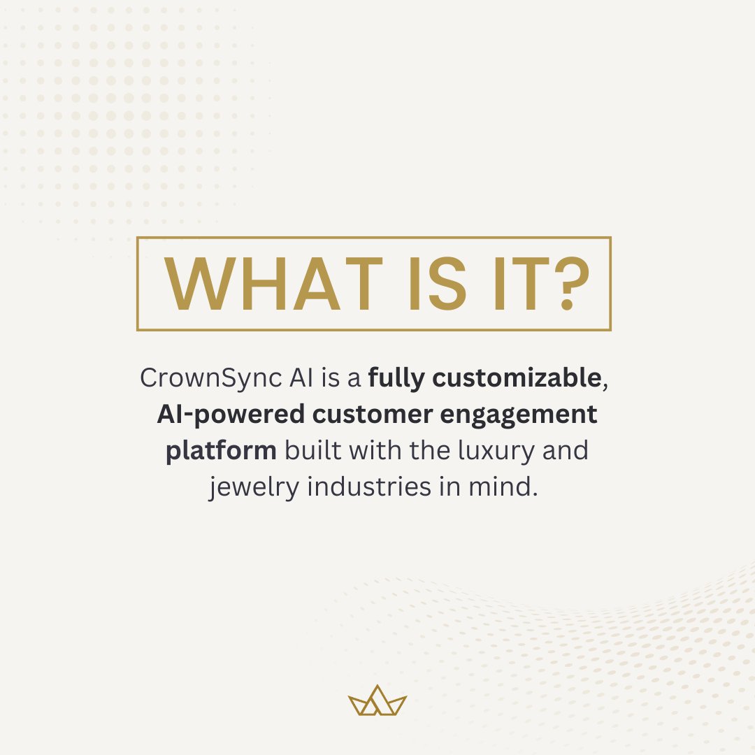 CrownSyncAI's tweet image. Unlock the power of customer engagement with CrownSync AI, the customer engagement platform designed exclusively for the luxury and jewelry industries.

learn more at l8r.it/ehwk

#CrownsyncAI #LuxuryRetail #Jewelry #CustomerExperience #CustomerEngagement #AI