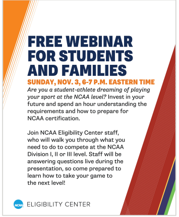 RegisCompliance's tweet photo. NCAA Eligibility Center Webinar for PSA's - register withe the QR Code https://t.co/kiE0J3hVqg