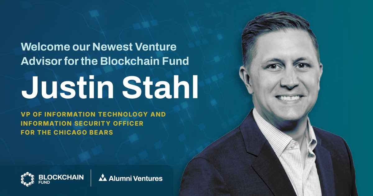 We're excited to announce that Justin Stahl, VP of Information Technology and Information Security Officer for the Chicago Bears, has joined our Blockchain Fund as a Venture Advisor! Justin brings a wealth of experience and expertise, and we're thrilled to have him on board.