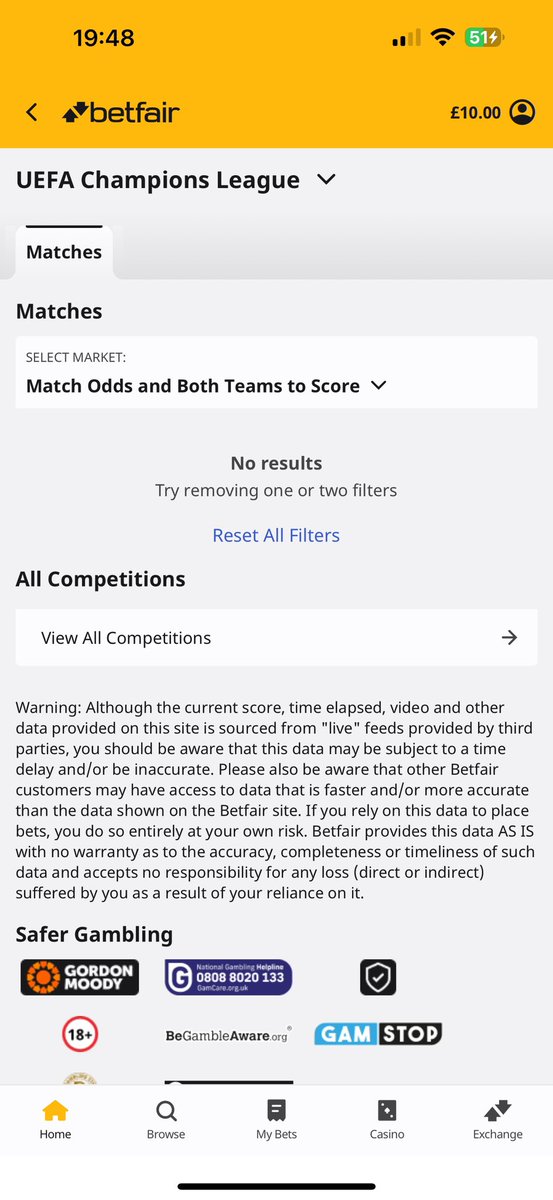 Don’t come close to winning a decent bet on match result and both teams to score as <a href="/Betfair/">Betfair</a> will restrict your account 🤯