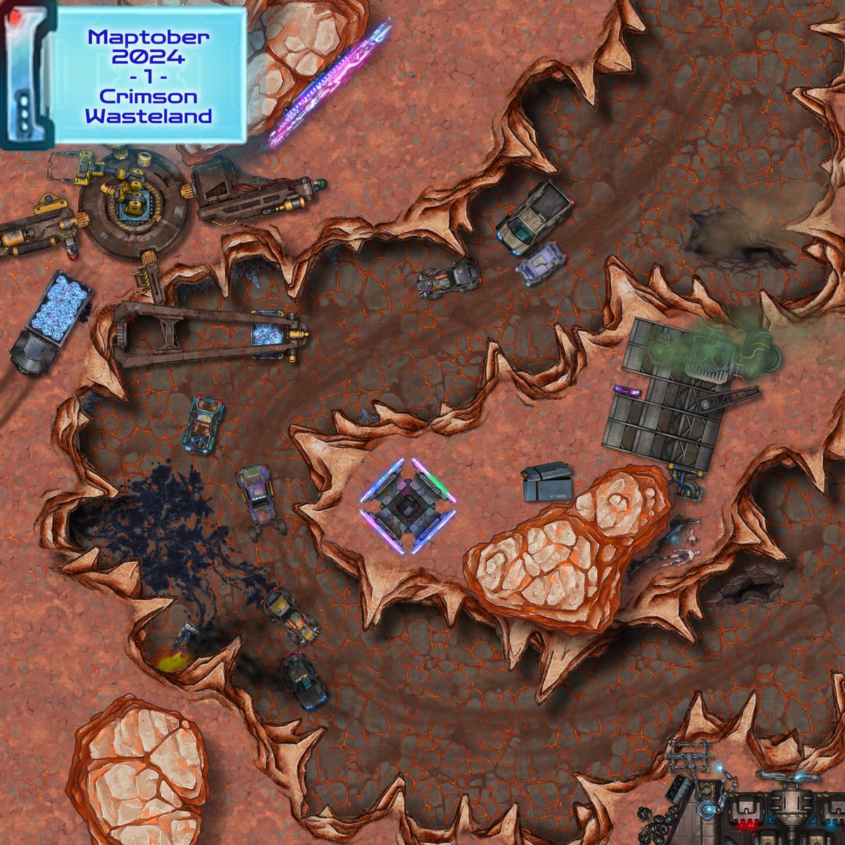 It's Maptober again. 🎉
#Maptober2024 
1 - Crimson Wasteland 

<a href="/inkarnaterpg/">Inkarnate</a>