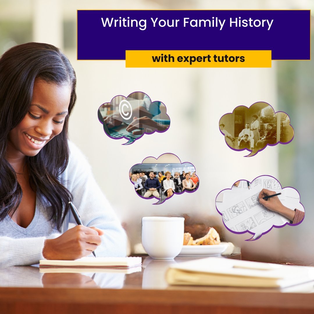 📜 Want to write your family history? Join <a href="/geneastories/">Natalie Pithers / Genealogy Stories</a> &amp; <a href="/JanetFew/">Janet Braund Few</a> for a 6-week course, Fridays 12:30-2pm! Turn research into captivating stories, learn creative writing techniques + get expert tips on copyright. 
Book now: tinyurl.com/3ew7t5te  
#AncestryHour