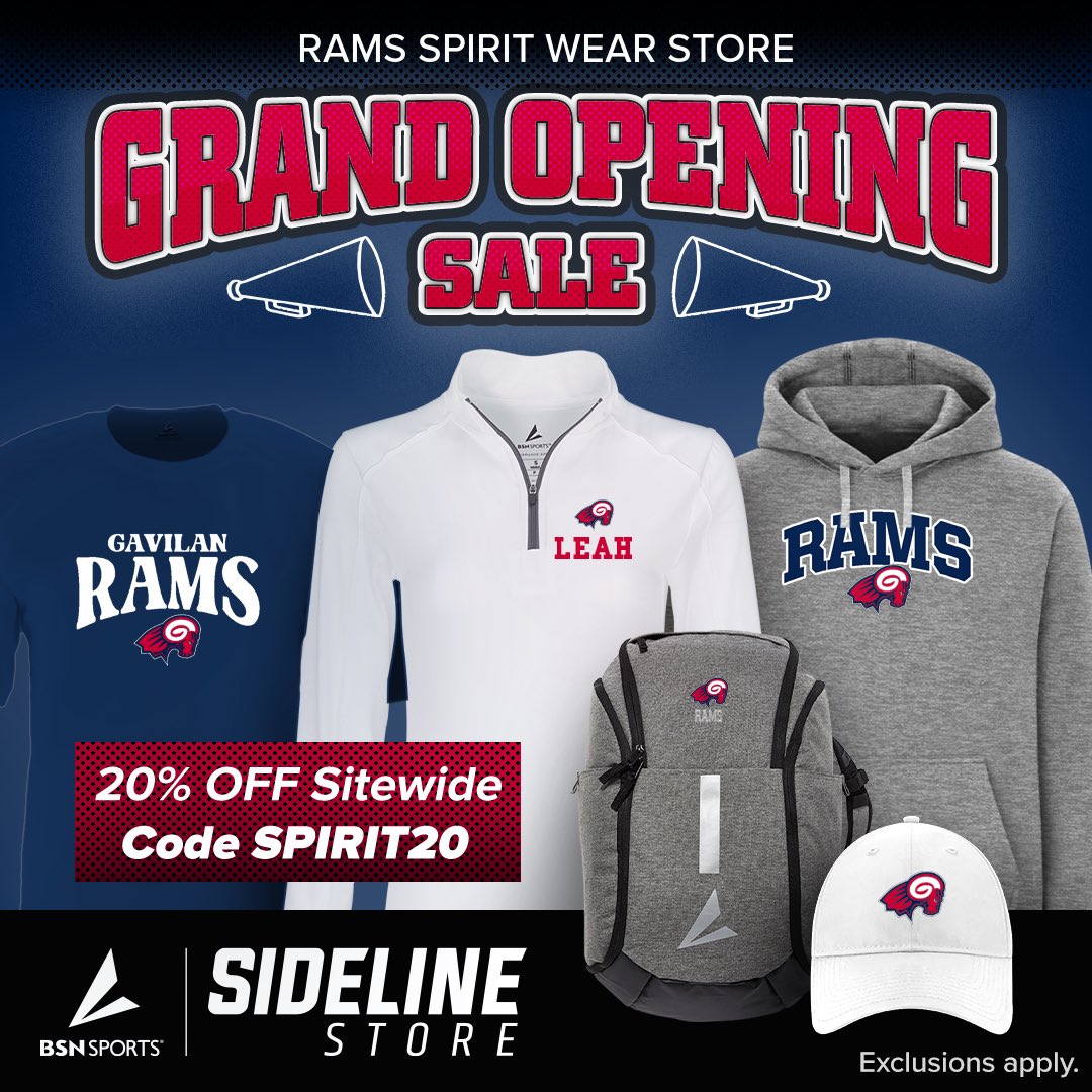 🎉 Celebrate the grand opening of our official Gavilan College store with 20% OFF custom tees, hoodies, joggers, hats &amp; more. Hurry—this sale won’t last long. 🙌 🥳 
PROMO CODE: SPIRIT20

sideline.bsnsports.com/schools/califo…

#letsgorams #newswag
