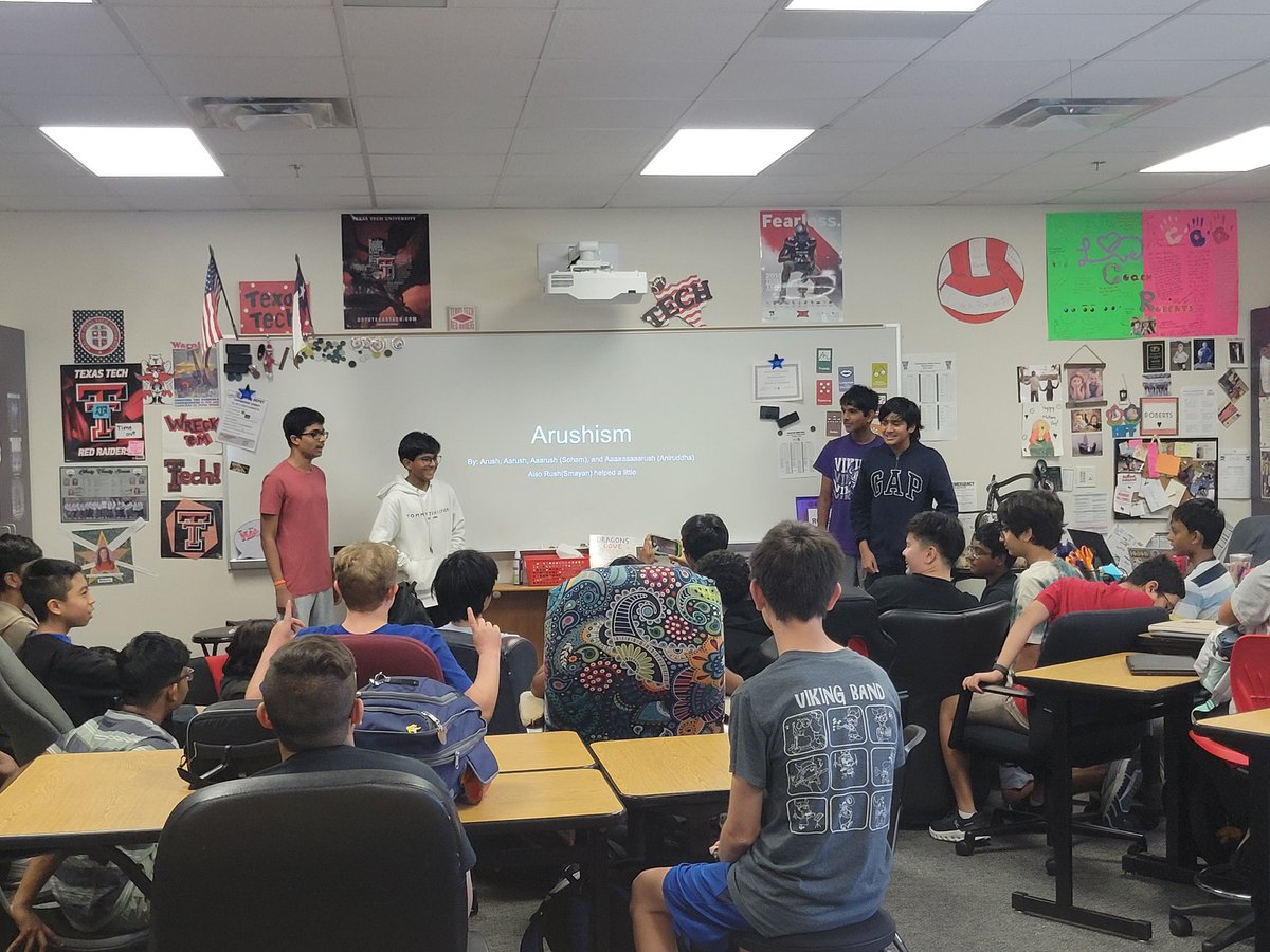 MrsRobertsGT's tweet photo. Today's Expert Day was Arushism. The purpose of Arushism is to make members awesome and good (think NJHS but even MORE prestigious). 

These gentlemen have created a religion/government that has laws, law enforcement, rewards, anthems, etc. https://t.co/8d2uRL9eQS
