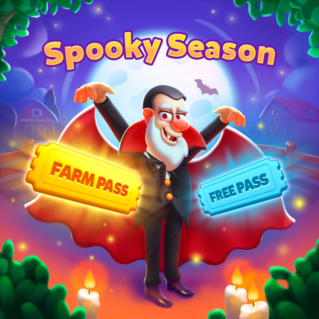 FarmJam_game's tweet photo. 🎃 Spooky season has arrived! 👻

Activate your Farm Passes and dive into a haunting adventure filled with spooky levels and eerie rewards 🧛‍♂️

Play Farm Jam now: https://t.co/RuDhTyQIV0 and uncover all the farm’s magical secrets 🧙‍♀️✨ https://t.co/SIi1JCtQBn