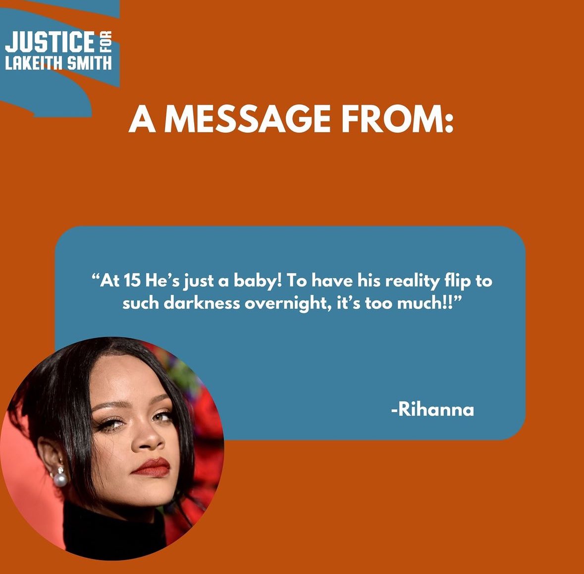 Thank you, <a href="/rihanna/">Rihanna</a> , for using your platform and powerful voice to bring attention to LaKeith and his case. Your advocacy shines a light where it's needed most, and we are grateful for your support in seeking justice.