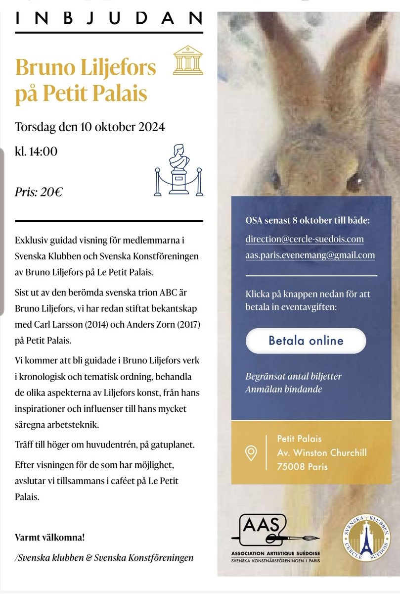 Följ med Svenska Klubben i Paris till Le Petit Palais! Vi får exklusiv guidad rundtur för våra medlemmar!