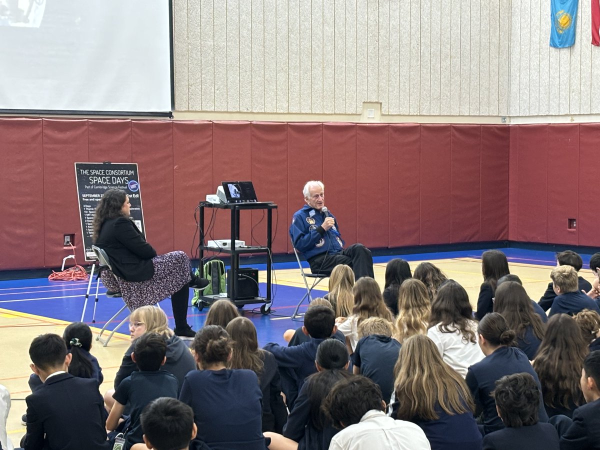 BISB_School's tweet image. Last Friday, Astronaut Jeffrey Hoffman joined our Middle and High School students for an inspiring morning assembly at #BISB, kicking off the Cambridge Science Festival weekend! He captivated everyone with incredible stories from his time in space. #ExceptionalLearning