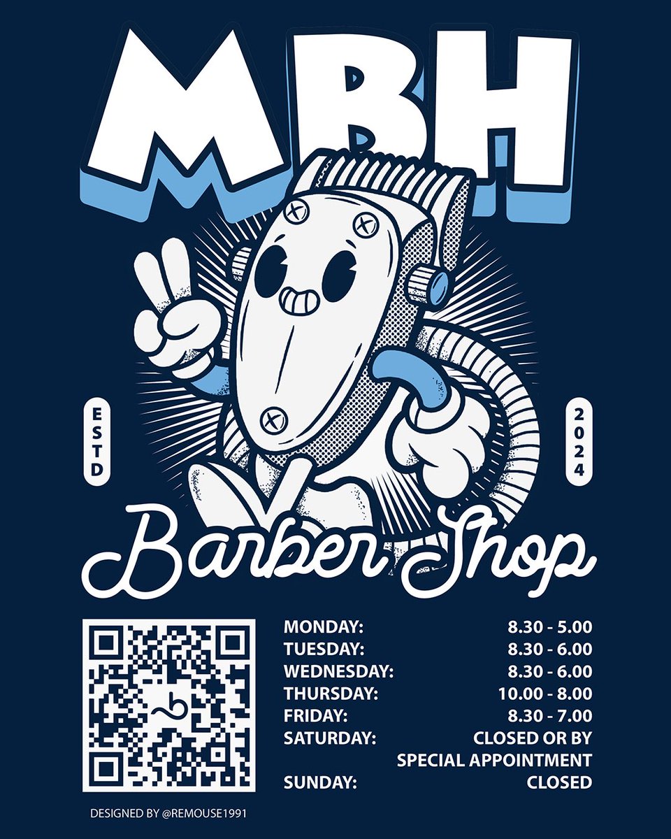 remouse1991's tweet photo. I was approached by a local barber who was setting up his newly opened barbershop seeking a custom character design to promote their business.

The client was thrilled with the final design, and they’re already considering using it for product labels in the future. https://t.co/sAnnAtfFGd