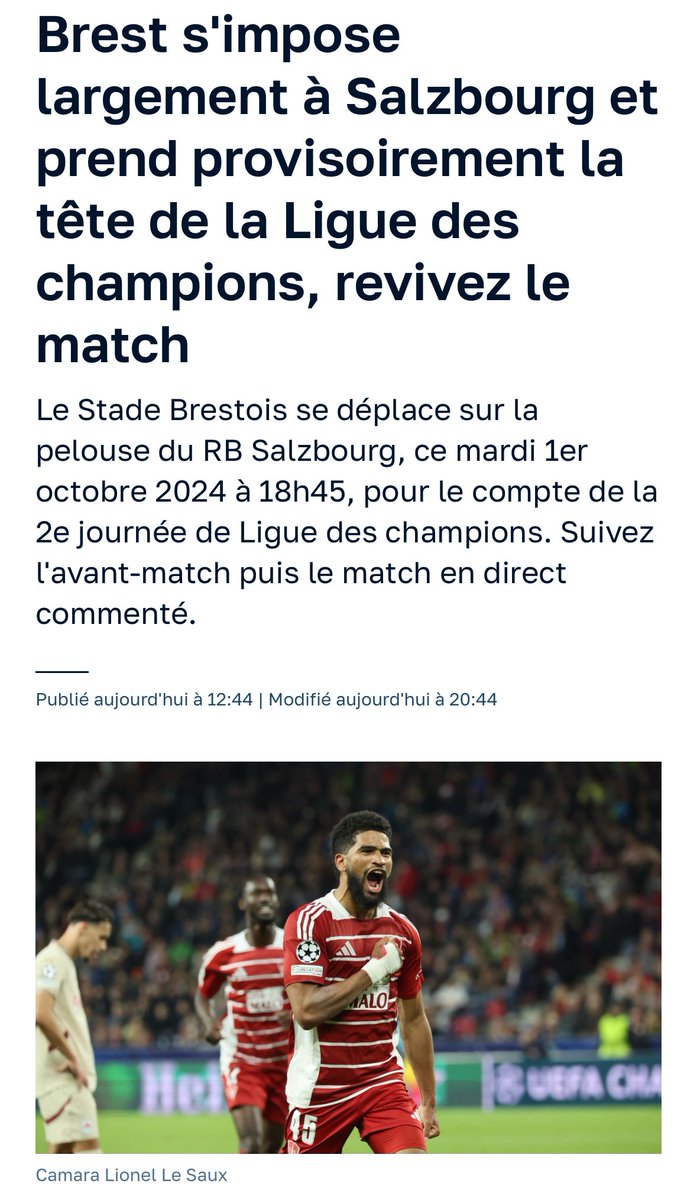 Mais mais mais… was passiert ?

Le <a href="/SB29/">Stade Brestois 29</a> va gagner 4-0 pour le premier déplacement de son histoire en <a href="/UefaCh/">Uefa ChampionsLeague</a>  et prend la tête de la compétition… 

Tout est normal. 
😍🤩⚽️

#SALSB29
#100%devictoires
