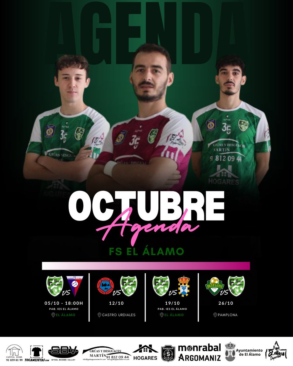 AGENDA OCTUBRE 📆

Apunta en la agenda nuestros partidos 📝
➡️ ¡Sábado nos vemos en casa! 🏟️🥁
🆚 @aurrerafutsal
