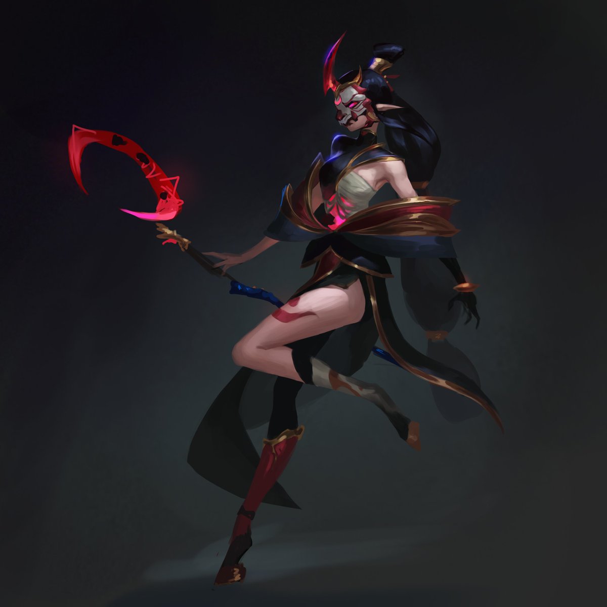 #skintober day 1: blood moon soraka

i can't resist making concepts for a darker side of Soraka! for Blood Moon specifically I wanted to present her as a demon of eternal hunger, always looking to feed off the life force of others.

#leagueoflegends #skintober2024
