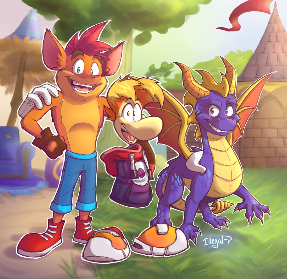 I always wanted to draw them together, and I'm glad I got the opportunity to do it. 😄
#Rayman #CrashBandicoot #Spyro