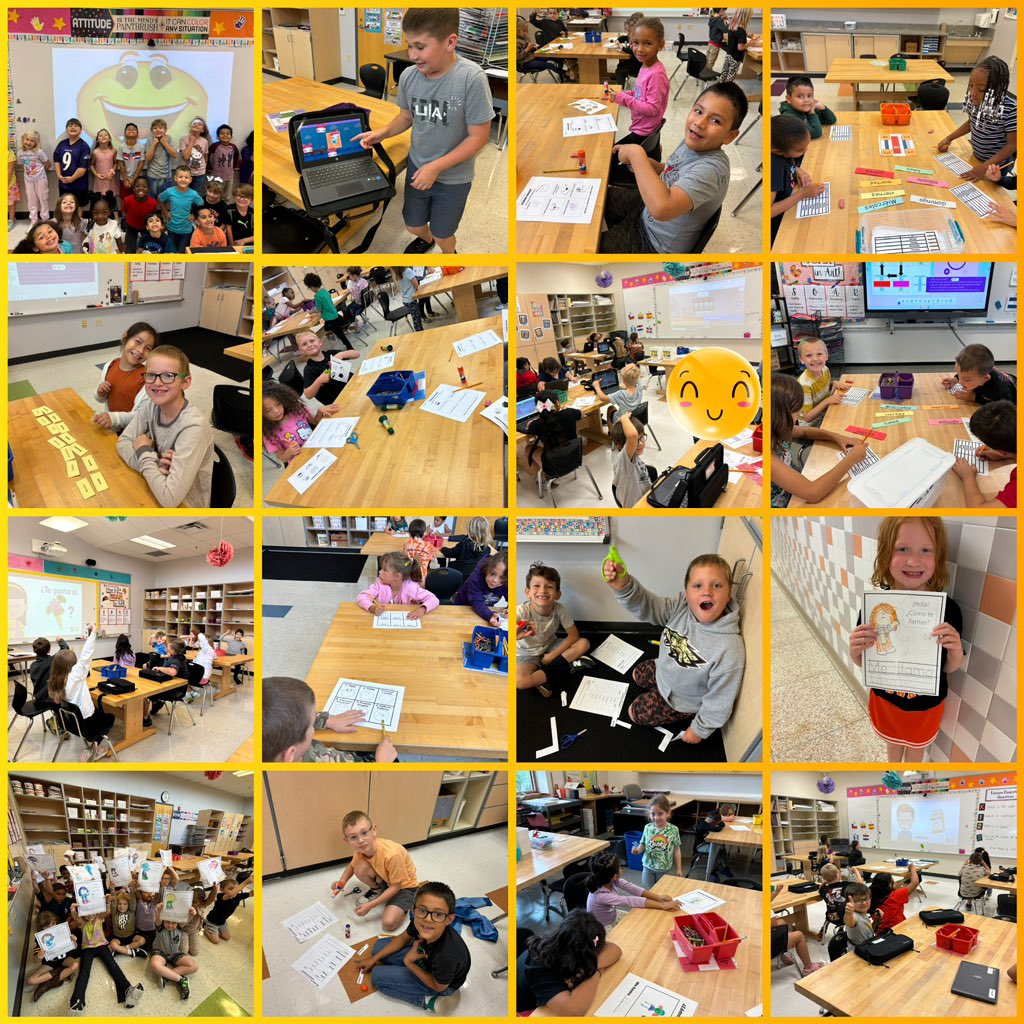senora_castillo's tweet photo. What a fun and busy septiembre! We have been singing, playing and learning! Kindergarten: basic conversation questions; 1st grade: emociones; 2nd grade: los días de la semana; 3rd grade: me gusta and no me gusta; 4th grade presenting ourselves! 😎#hpsdawesome https://t.co/vnpphpLNkj