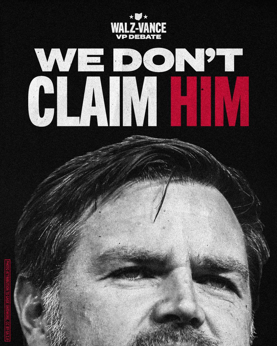 OHDems's tweet photo. Let’s be clear, J.D. Vance built his career on stereotyping and belittling the very people he claims to represent.

He doesn’t care about us. We don’t claim him.

Neither should the nation. https://t.co/PchfobbLxG