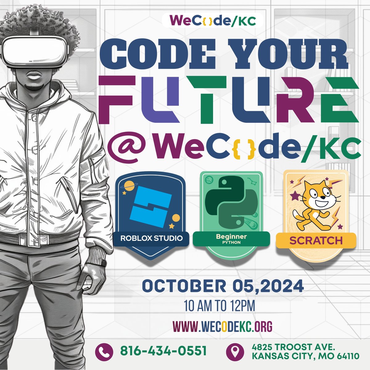 wecodekc's tweet image. Join us at WeCode/KC for an exciting session of coding with Roblox Studio, Python, and Scratch! Whether you’re just starting or want to level up, we have a spot for you! ➡️ Register now at eventbrite.com/cc/wecode-kc-c…
#WeCodeKC #CodingForFuture