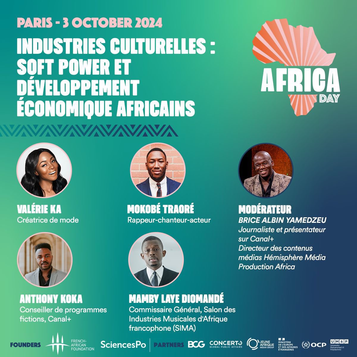 LeBonAsMedia's tweet photo. Un panel aura lieu ce 3 oct à l’Africa Day à Paris, sur le soft power africain par les industries culturelles et créatives. Avec @Mokobe113, Mamby Diomande founder du @Sima_abidjan,Valérie Ka, founder d’Africa Share, Anthony Koka, conseiller chez Canal+ et @bricealbin modérateur. https://t.co/vO8srtThMr