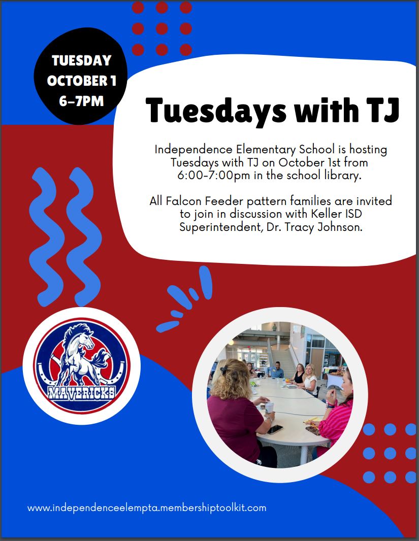Independence Elem. (@independence_es) on Twitter photo Join us for Tuesday with TJ tonight at 6:00 in the IES Library. Falcon Feeder families are invited to meet with Dr. Tracy Johnson, KISD Superintendent.
<a href="/KellerISD/">Keller Schools</a> <a href="/KISDCouncilPTA/">Keller Council PTA</a> <a href="/TimberCreek_HS/">Timber Creek High School</a> Join us for Tuesday with TJ tonight at 6:00 in the IES Library. Falcon Feeder families are invited to meet with Dr. Tracy Johnson, KISD Superintendent.
<a href="/KellerISD/">Keller Schools</a> <a href="/KISDCouncilPTA/">Keller Council PTA</a> <a href="/TimberCreek_HS/">Timber Creek High School</a>