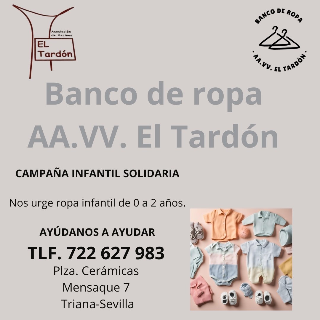 aavv_eltardon's tweet photo. #Bancoderopa #AAVVElTardon Nos urge ropa infantil de 0 a 2 años. AYÚDANOS A AYUDAR. #Campañainfantilsolidaria https://t.co/9IMnhZpZYz