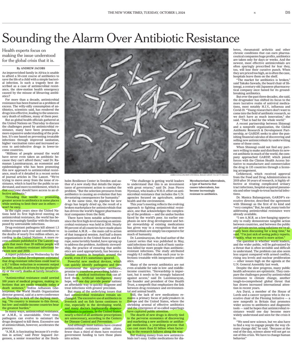 "I'm just sick of seeing policy reports. Frankly, what we need is more action." —<a href="/Manica_amr/">Manica Balasegaram</a>
Gift link
nytimes.com/2024/09/26/hea…
by <a href="/AndrewJacobsNYT/">Andrew Jacobs</a> <a href="/NYTScience/">NYT Science</a>