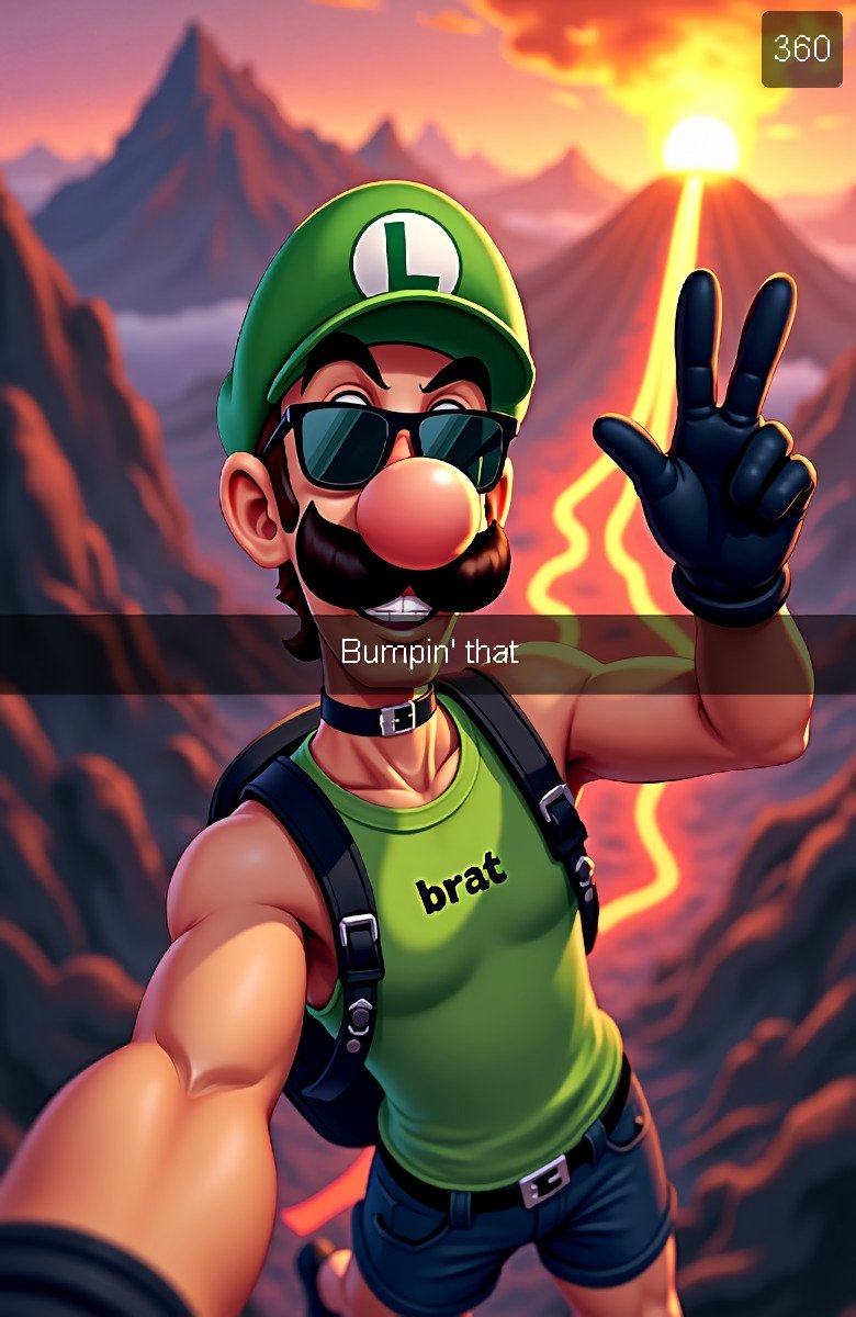"I'm everywhere I'm so..." - Luigi (Nintendo)
I know, I am (very) late to this 😔

💚 Prompt: https://civitai .com/images/32038635💚
#AIart #fanart #brat #Luigi #meme