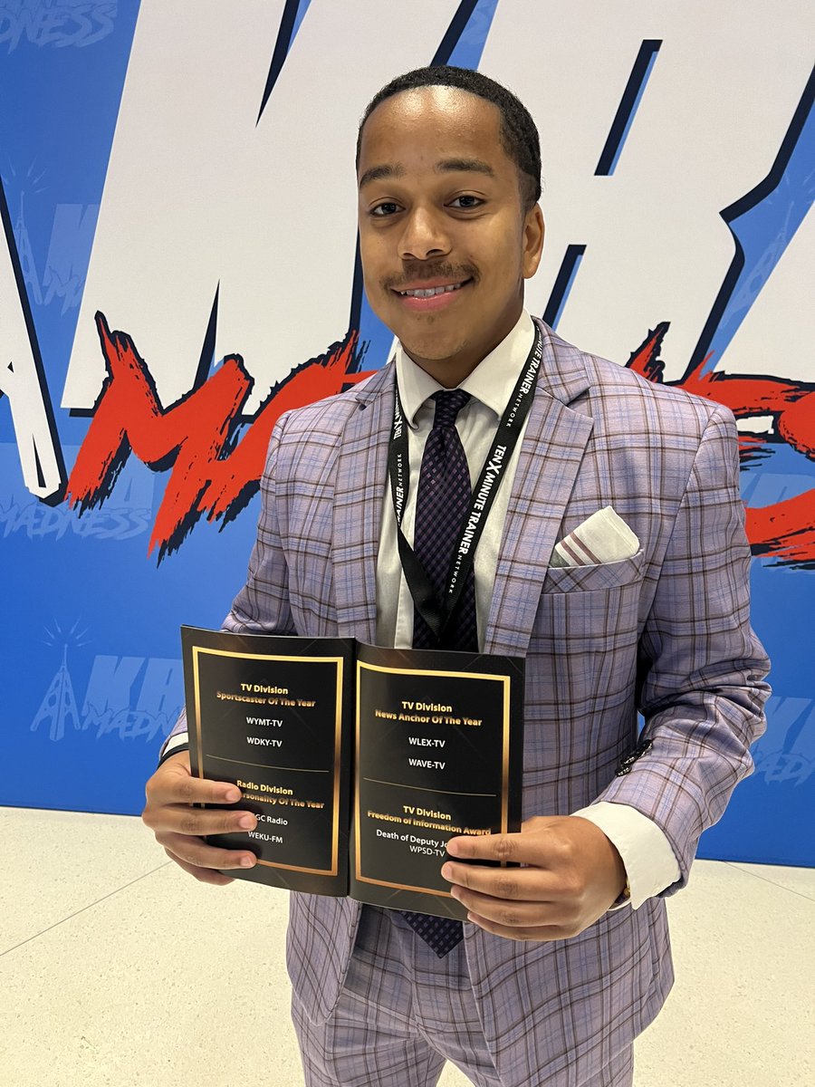 ArmandoBarry6's tweet image. Connecting & learning from the Bluegrass’ best in the biz at the KBA Broadcasters Conference was great.
I’m honored to share I finished as the runner-up for the Sportscaster of the Year just one year into my dream career!
Much more to come…..👀
@WYMT @SportsOT