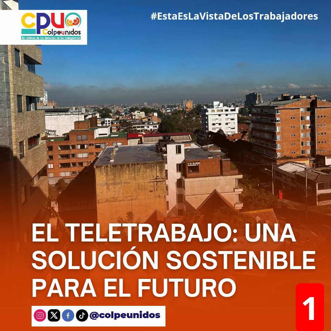 colpeunidos's tweet photo. El #teletrabajo mejora la calidad de vida y reduce la contaminación al disminuir los desplazamientos y el consumo de recursos. 
@dussanja, @COLPENSIONES debe sumarse a esta revolución verde; menos huella, más aire limpio.

#FuturoSostenible #CeroEmisiones #ColpensionesVerde https://t.co/lJyKpPGkQY
