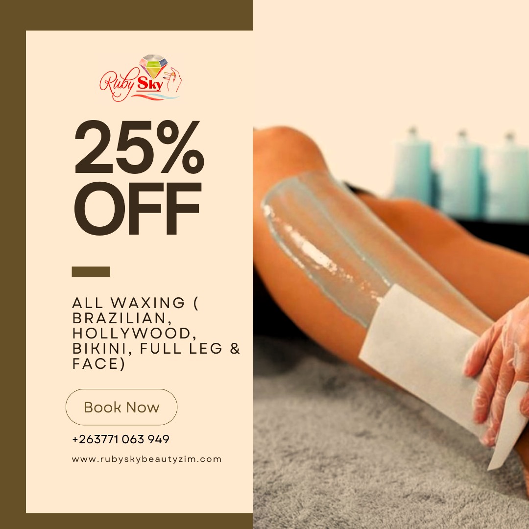 Kitkals03's tweet photo. Get Smooth and Confident with Ruby Sky Beauty! 🌟

Enjoy 25% OFF on all waxing services, including Brazilian, Hollywood, Bikini, Full Leg, and Face! 

📞 Book Now: +263771063499

Treat yourself to the best waxing services in Harare. Feel beautiful, 

https://t.co/Ps5jxKUYAs https://t.co/7E1yx81rJN