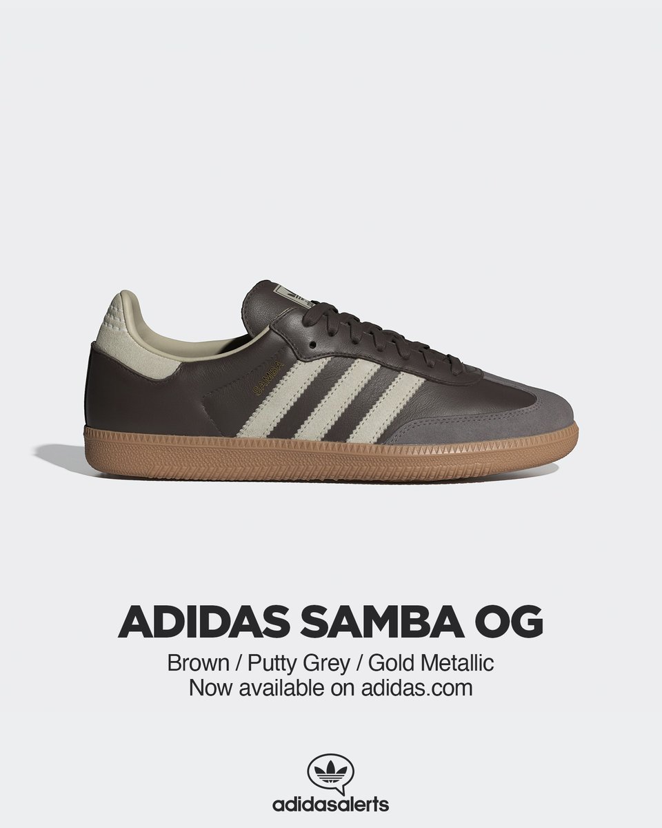 Now available on adidas US. adidas Samba OG Brown/Putty Grey.   https://t.co/9K7lMxvlWX ad