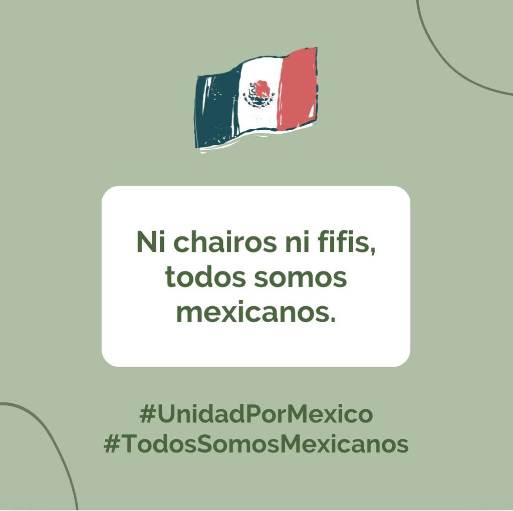 Ni chairos ni fifis. Todos somos mexicanos.

Queremos externarle a las personas que encabezan esta nueva administración que no puede existir una verdadera transformación si se priorizan agendas internacionales sobre las verdaderas necesidades de los mexicanos.

¿Qué queremos?