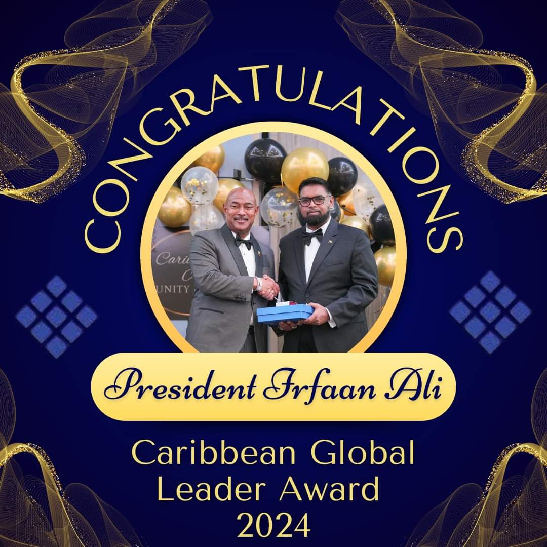 PSCGuyana's tweet photo. The Private Sector Commission offers its sincerest congratulations to President Irfaan Ali on being honoured with the Caribbean Global Leader Award for 2024. https://t.co/89DuCs4UYl