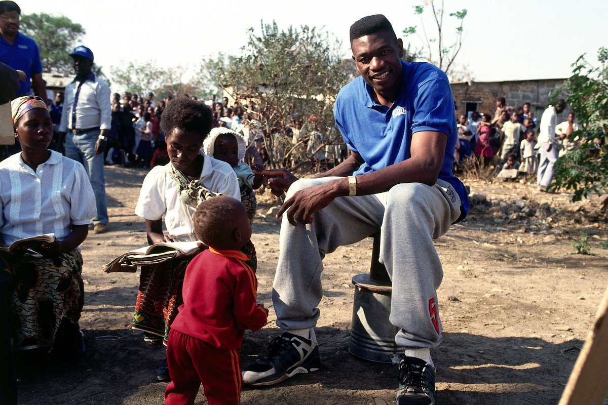 NBA's tweet photo. A larger than life person, who lived to help others.

Remembering the extraordinary Dikembe Mutombo ♥️ https://t.co/Mlbfn16I5r
