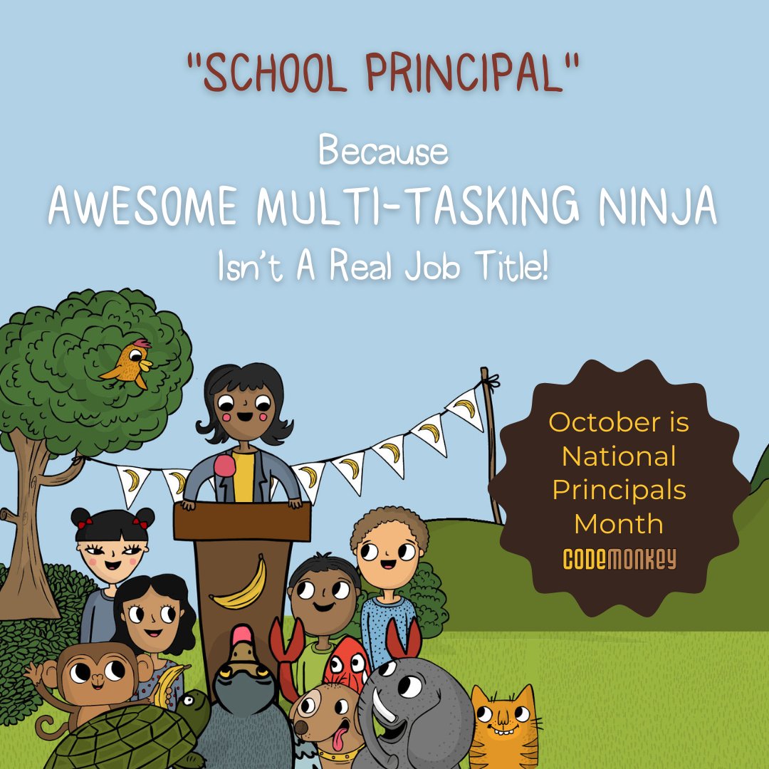 CodeMonkeySTU's tweet image. Where are all our Principals at? ๐งโ๐ซ๐ซ
#CodingforKids #CodingCourses #ComputerScience #STEM #Teacher #Teachers #EdTech #ITeach #LearningIsFun #CodingIsFun