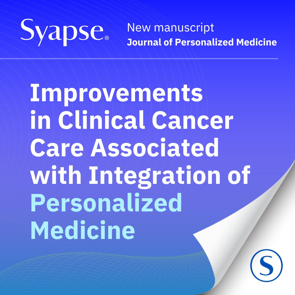 Excited to share our new study from the Journal of Personalized Medicine showing how Syapse’s real-world data links personalized medicine (PM) adoption to better cancer care outcomes, including targeted therapies and clinical trial enrollment. Read more: tinyurl.com/3m4df8jc