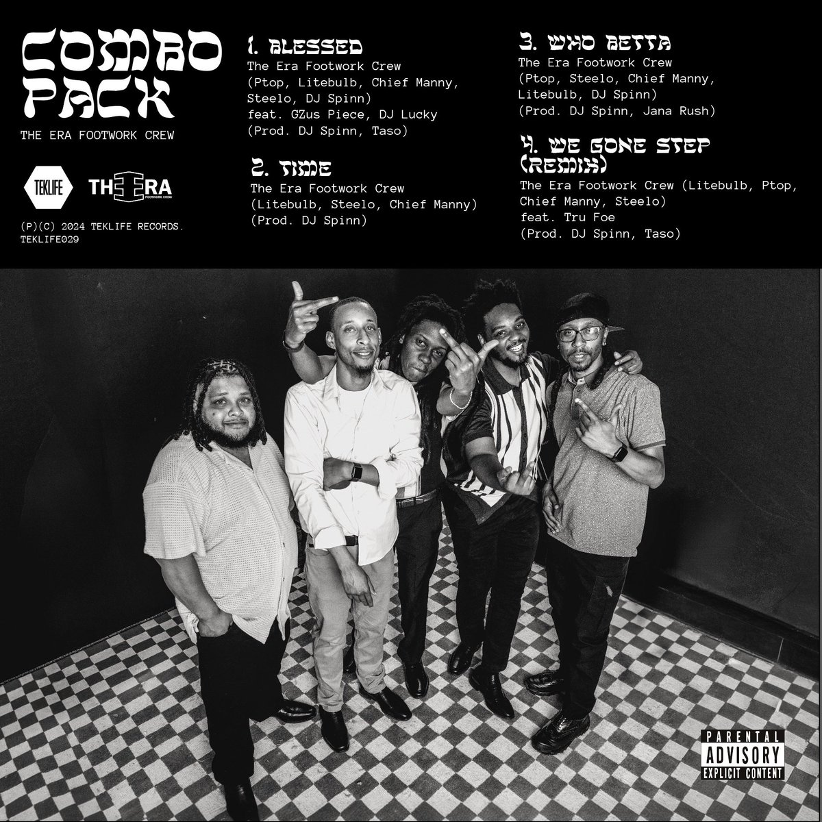 theerafootwork's tweet photo. Our debut EP “COMBO PACK” with @teklife57 is out Friday! A surreal moment! Happy 10 YEARS to @we_the_era_ celebrate this journey with us! Pre-Save it! https://t.co/S6QxW7yo49 #combopack
📸 @Ashes57 @TreyLegit #theerafc x #teklife #chicagofootwork #riprashad #ripmiah https://t.co/LQNTrRODtF