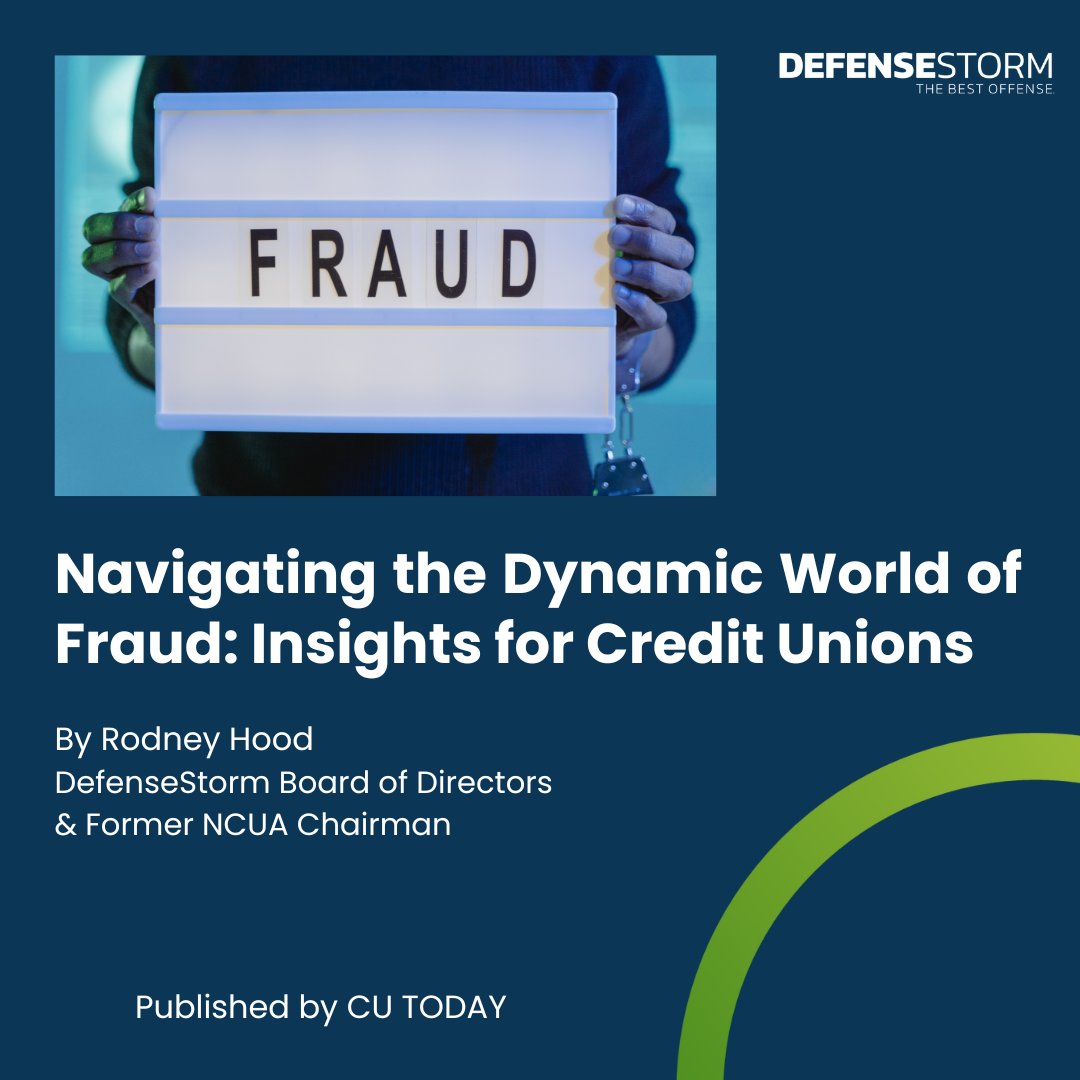 Rodney Hood joined DefenseStorm's Board of Directors in May 2024 &amp; wrote a compelling article titled Navigating the Dynamic World of Fraud: Insights for Credit Unions, published in CU Today 

Read the article
www2.defensestorm.com/l/572073/2024-…

 #creditunions #cyberfraud #financialservices