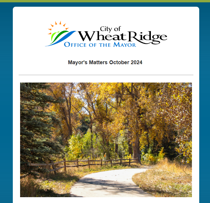 Happy October!🍂

Be sure to check out the latest Mayor's Matters Newsletter to see the latest Wheat Ridge news.

Read the newsletter and subscribe at: ci.wheatridge.co.us/959/Mayors-Mat…