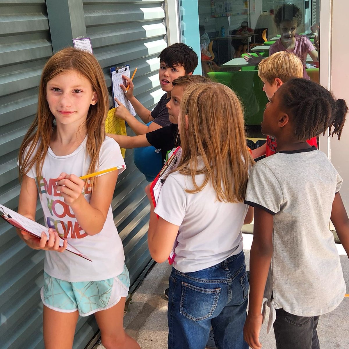 BRAINATIONInc's tweet photo. Elementary students have been moving all around, in and outside campus, with task cards while reinforcing their poetry elements knowledge ✍️ We love the hint of fall! 🍂 @tpcsanews https://t.co/c8r7IPKJup
