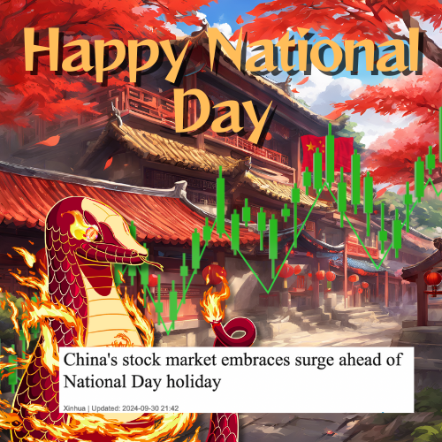 longlonglegacy's tweet photo. Chinese stocks swept to their biggest single-day gains in 16 years yesterday ahead of the National Day of the People's Republic of China following release of various stimulus measures. 

Today commemorates the founding of the People's Republic of China on in 1949 and also the official establishment of the new government after the Chinese Civil War.

The day symbolizes national unity, independence, and the beginning of a new era for the country. Happy National day!