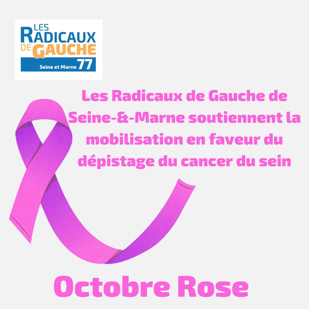 Lrdg77's tweet photo. Les Radicaux de gauche 77 soutiennent la #mobilisation en faveur du #dépistage du #cancer du #sein. #octobrerose https://t.co/s8Wgl8ssqe