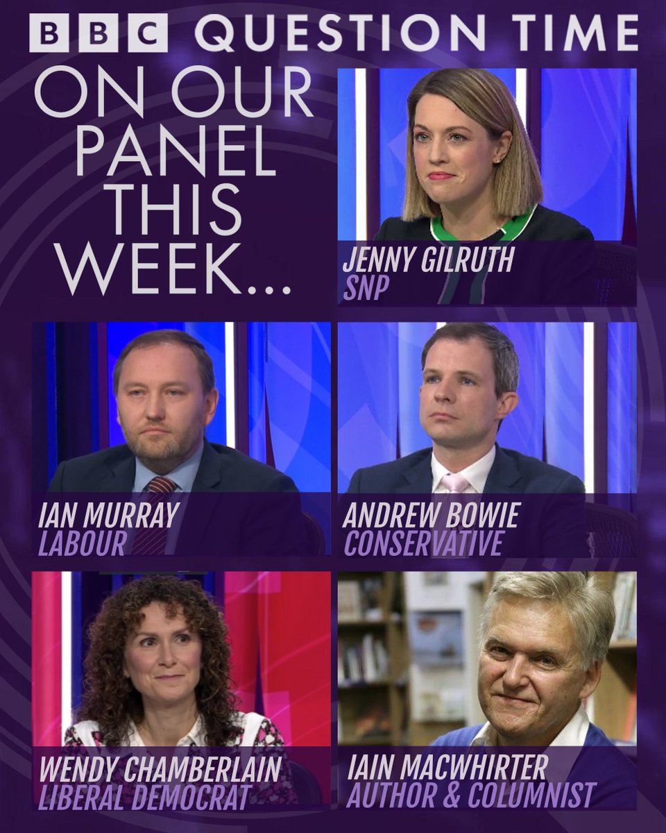 bbcquestiontime's tweet photo. This Thursday on Question Time, Fiona will be joined in Dundee by Jenny Gilruth, Ian Murray, Andrew Bowie, Wendy Chamberlain, and Iain Macwhirter

Would you like to be in this week's audience? Apply here: https://t.co/CXxg8Qn7nm

#bbcqt https://t.co/cgx4lAsKR5