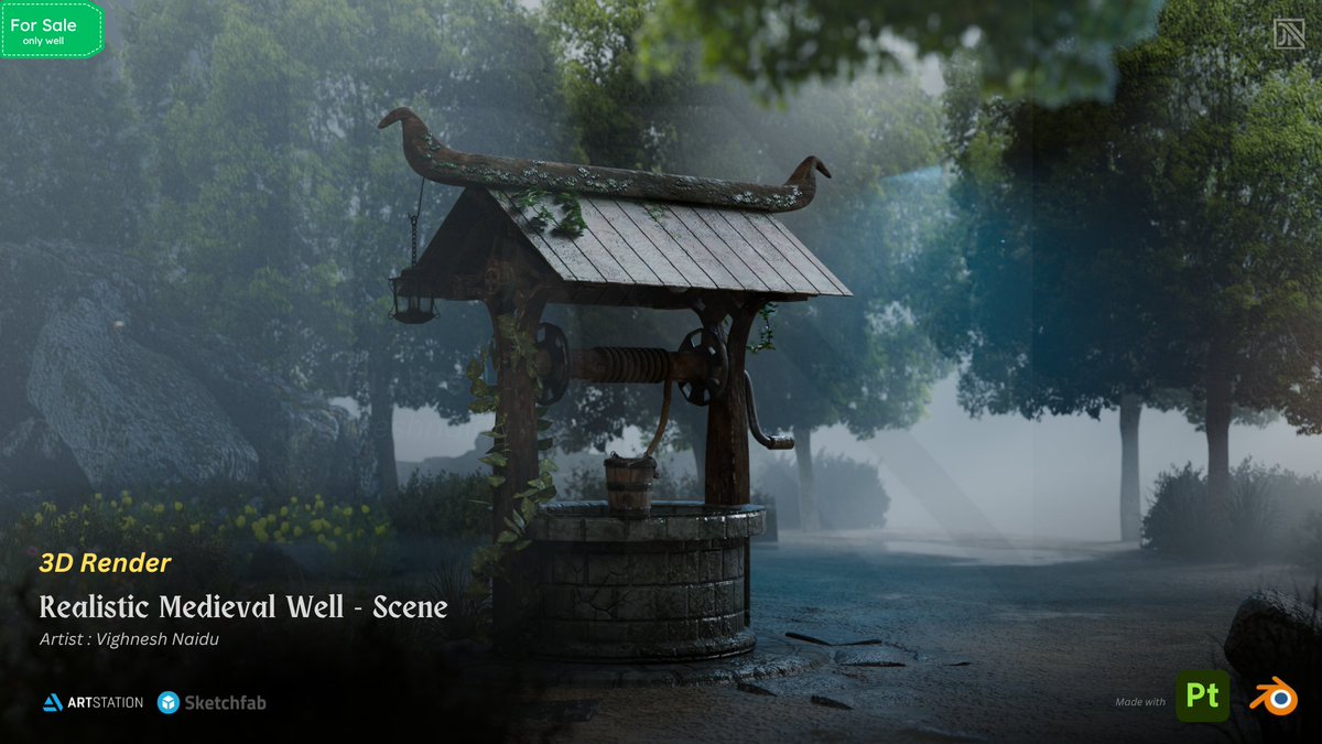Vighneshn_TS's tweet image. Check out my latest 3D model – a detailed, realistic medieval well, perfect for your game or project! 
ON SALE!! 
#3DModeling #GameDev #Blender3D #SubstancePainter #MedievalAssets #Sketchfab #ArtStation #ArtistOnX #ArtistOnTwitter @ArtStationHQ @Sketchfab @Blender